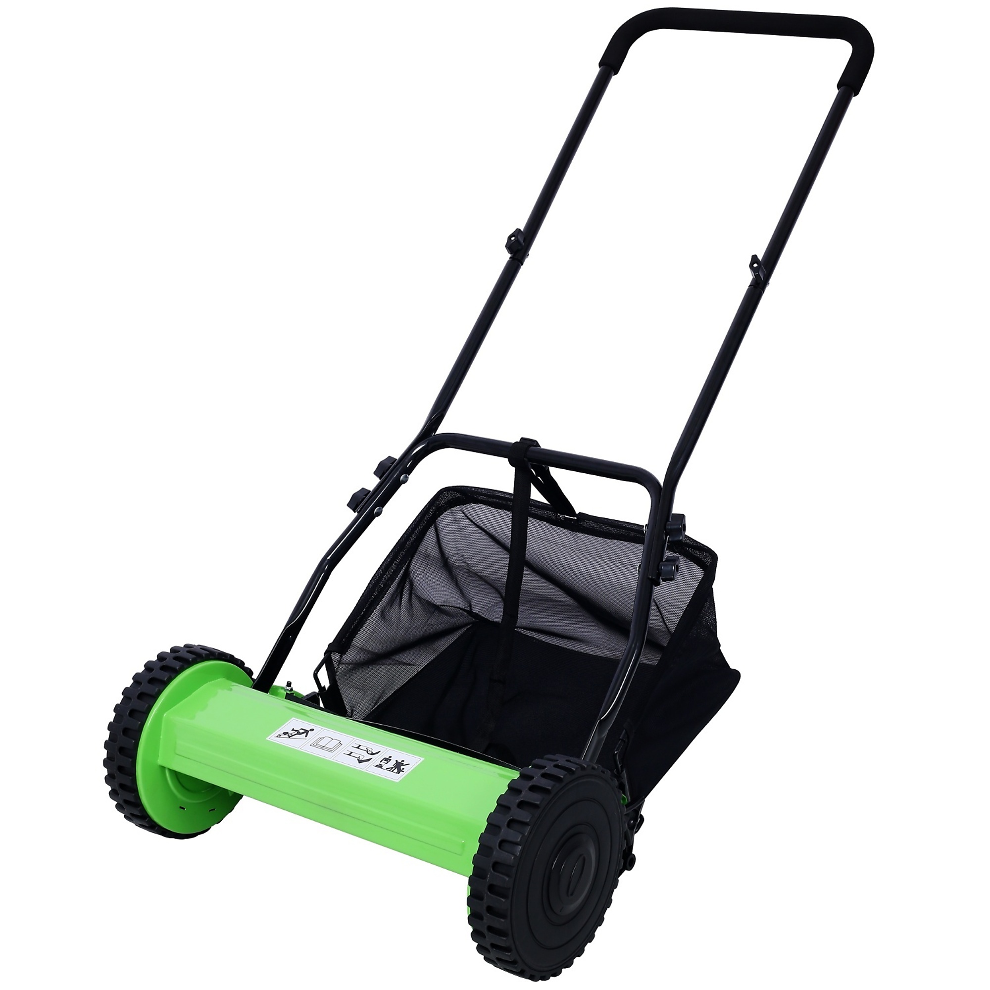 BlackTeck Manual Reel Lawn Mower — 14in. Cutting Width, 5-Blade, 8in. Polymer Wheels, Grass Catcher, Green, Model# N2-142929